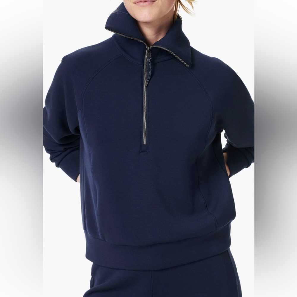 Spanx Airessentials Navy Half-Zip Sweatshirt - image 1